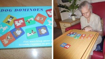 Wigston care home Residents play dog dominoes
